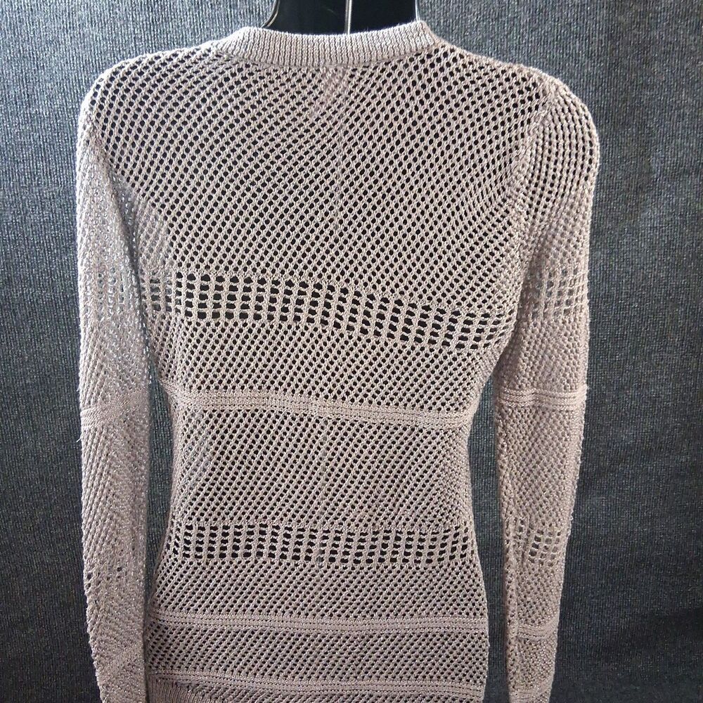 Studio Y Sweater Button Down Cardigan Gray w-Metallic Threads Classy Glam Sz M - Picture 8 of 8